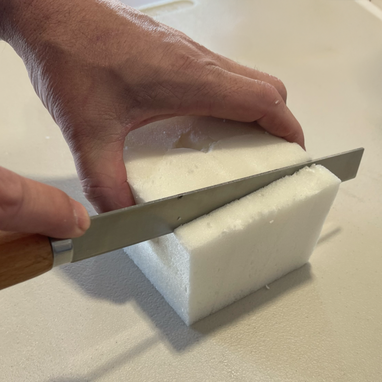 Use the batt knife to cut a sample block.