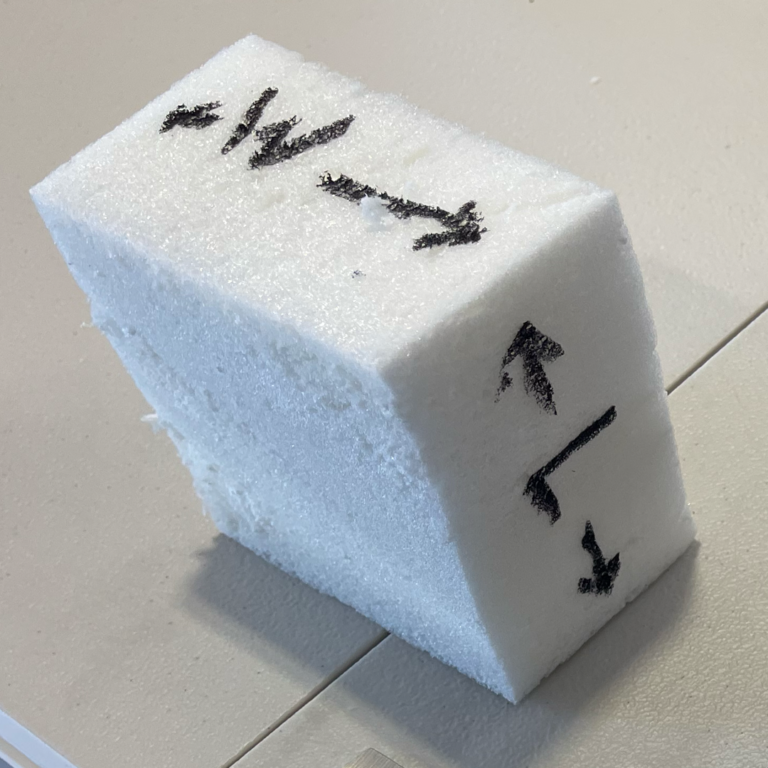 The markings tell you how to measure the spray foam block.